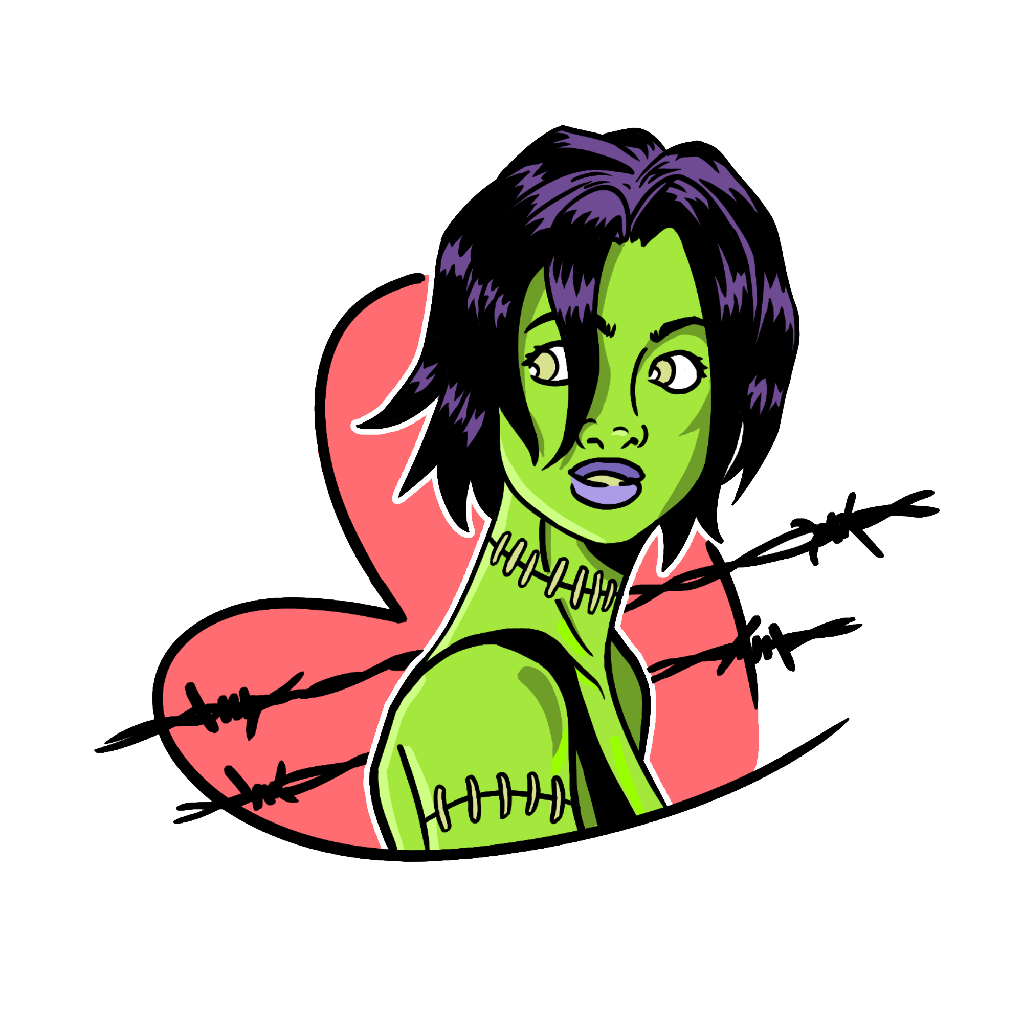 ilustracija zombi devojke, tattoo flash Beograd